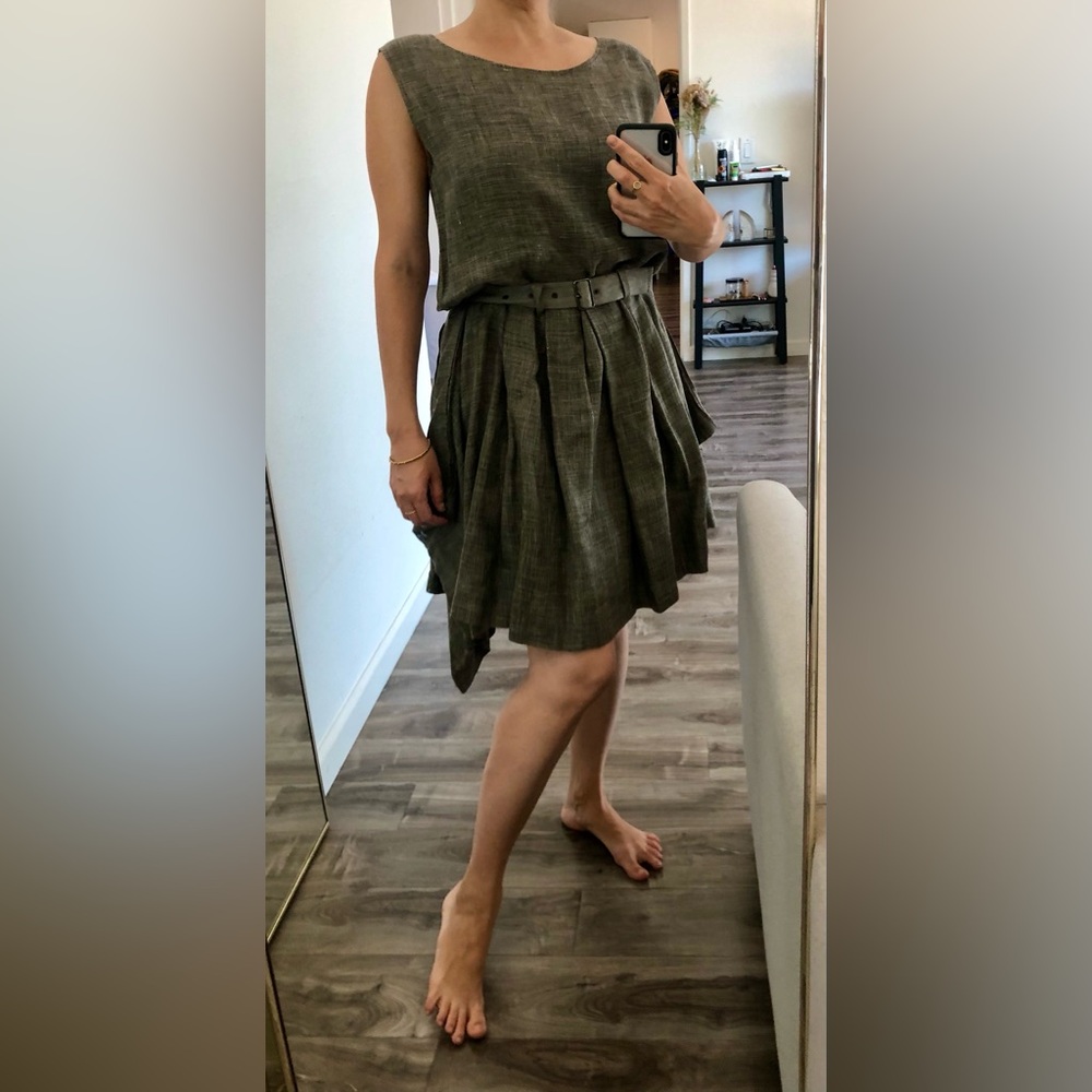 Vintage Issey Miyake Dress Pleated Avant Garde Backless Gray Cotton Hemp M